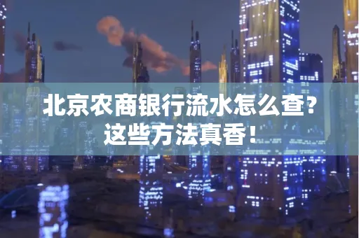 北京农商银行流水怎么查？这些方法真香！